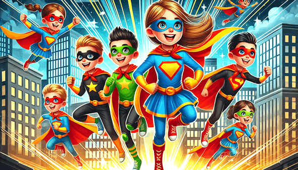 Animated Kids in Superheroes